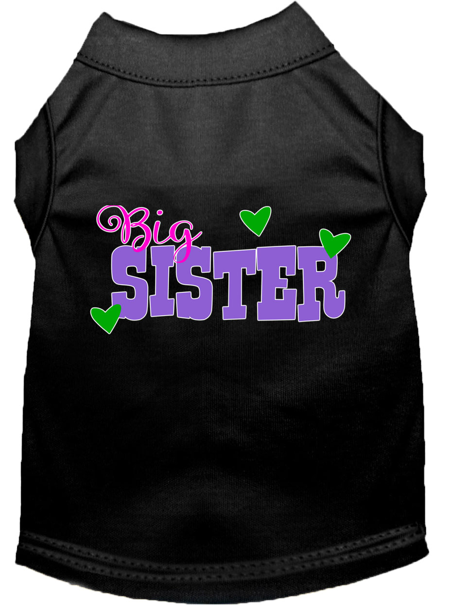 Big Sister Screen Print Dog Shirt Black Lg